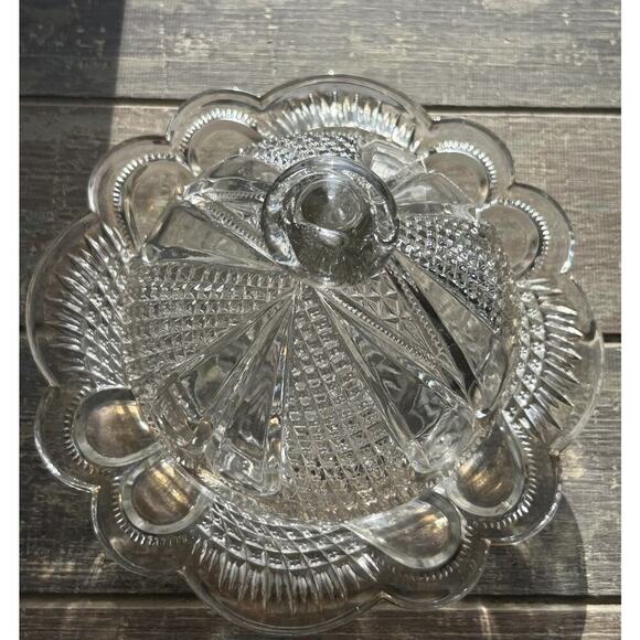 Vintage Gold Trim Glass Butter Dish Cheese Dome Cover 2pcs Covered Lid - Picture 15 of 15